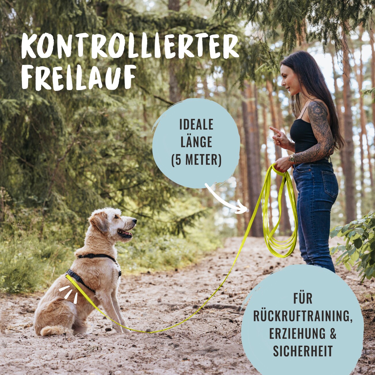 Rudelkönig Schleppleine mit Handschlaufe gelb 5 m
