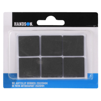 HANDSON anti slip rubber 25x25 mm zwart 9 stuks