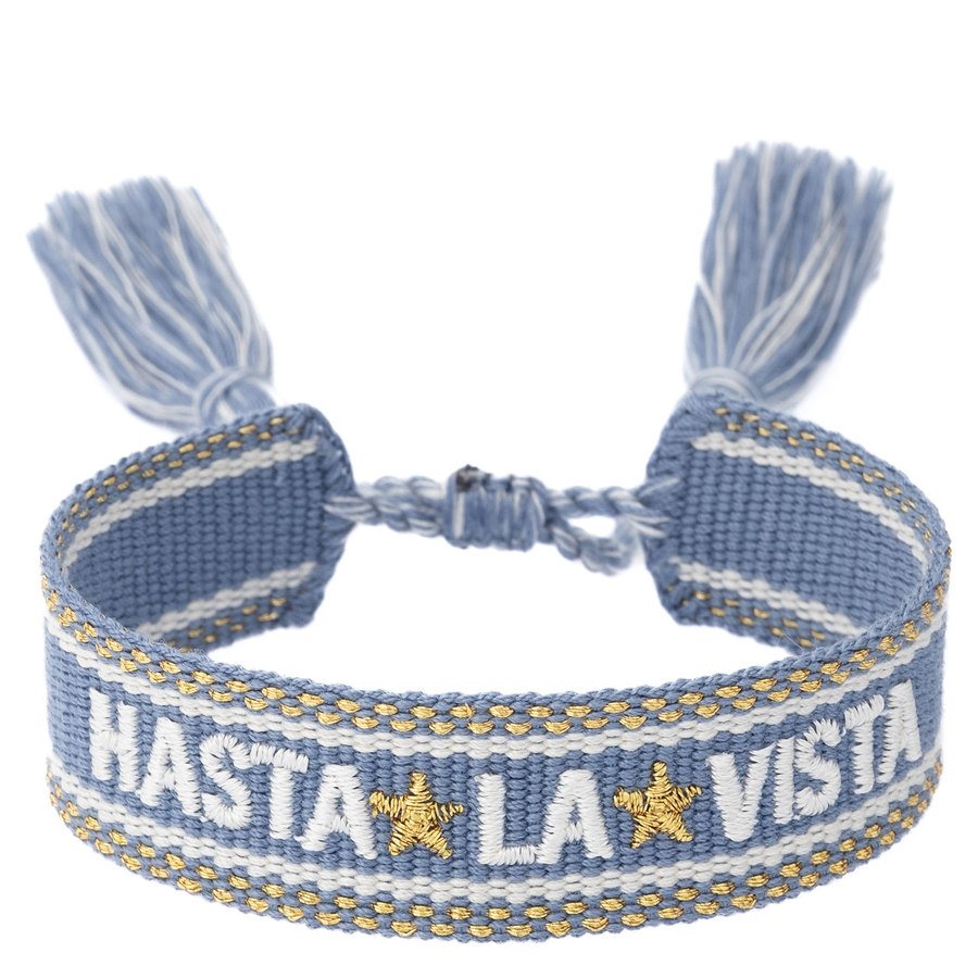 DARK Woven Friendship Bracelet Hasta La Vista Light Blue With Gold