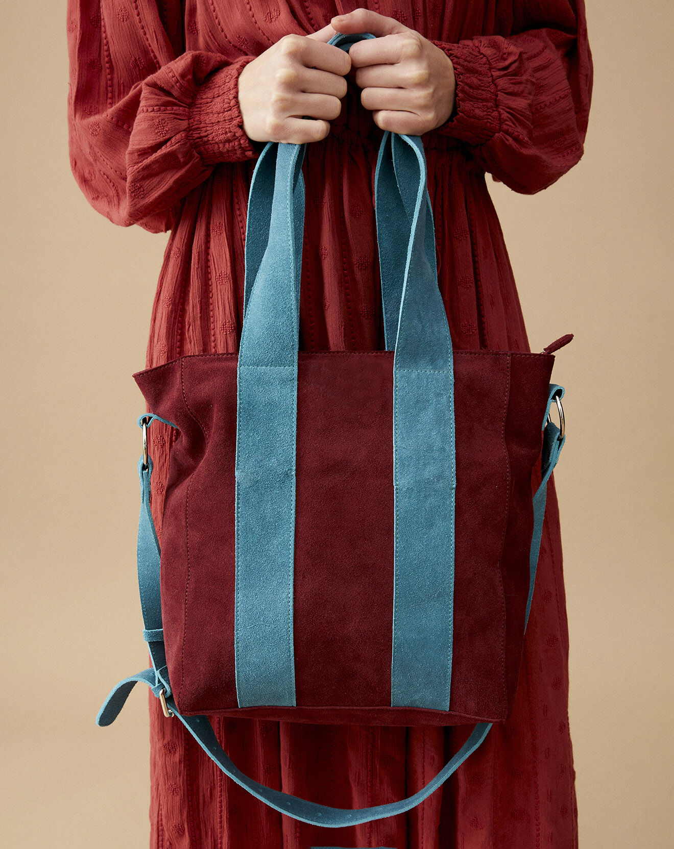 Wild Sac cabas en Cuir Pixie bordeaux - 32x28x10 cm