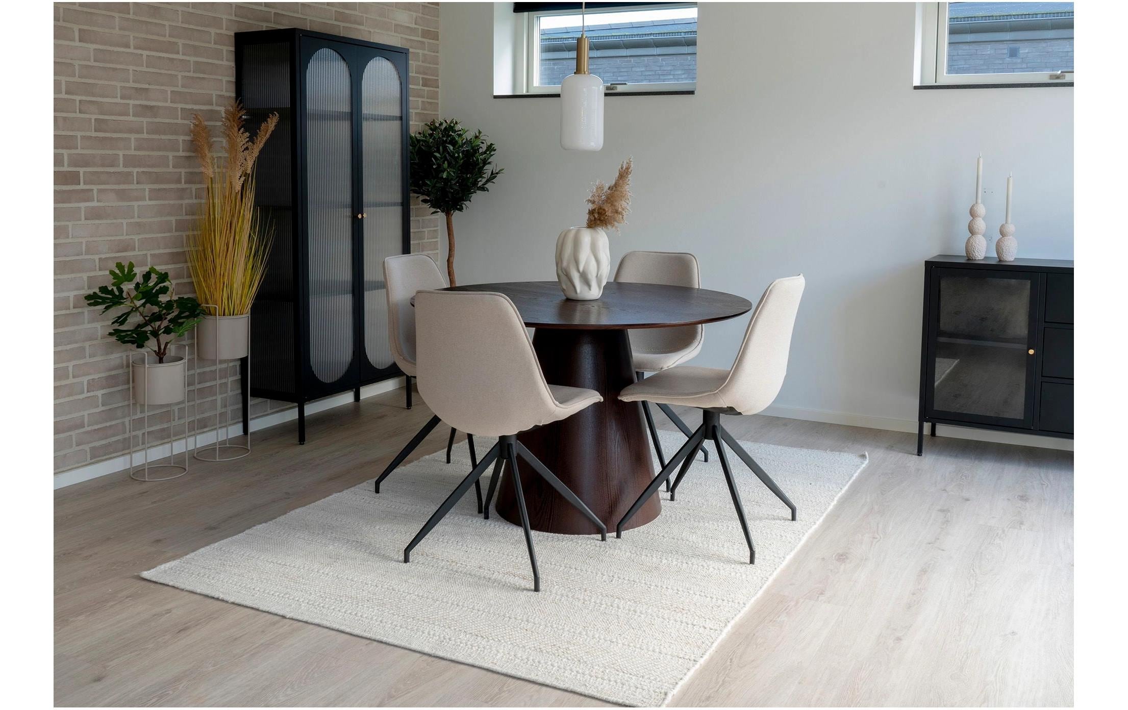 Stuhl Monaco 48 x 56 x 86, Sand/Schwarz, 2 Stück<br>Esszimmerstuhl mit Drehgelenk