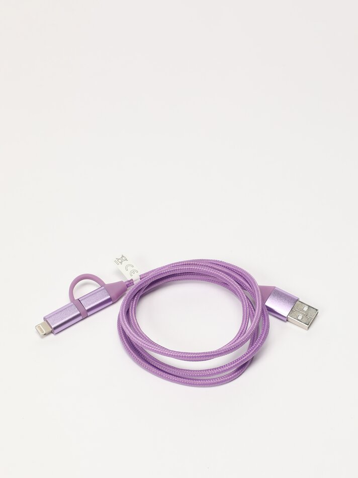 Cabo Lightning/USB-C para USB-A com duas cabeças - Malva Escuro