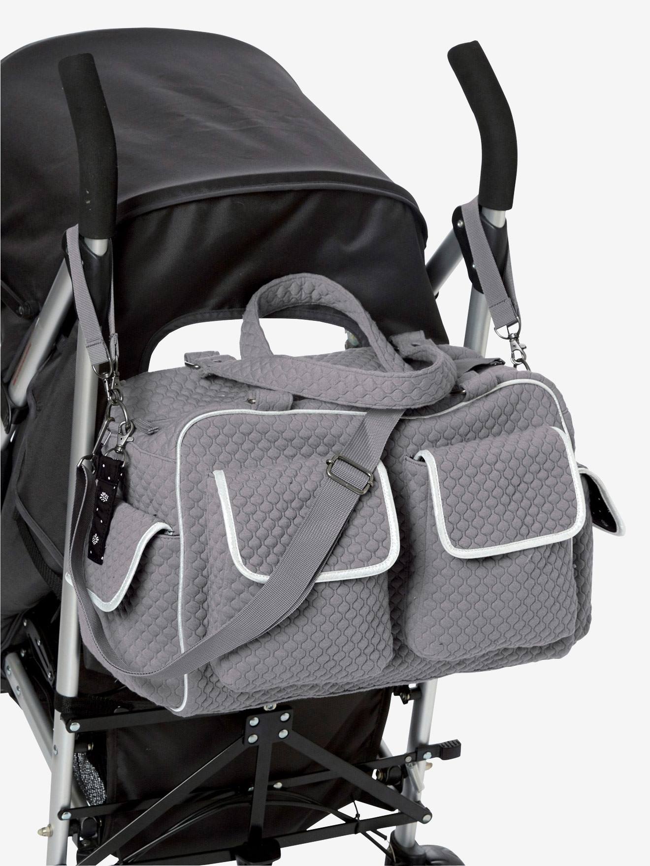 Bolsa de maternidade VERTBAUDET cinza escuro com vários bolsos para carrinhos de bebê