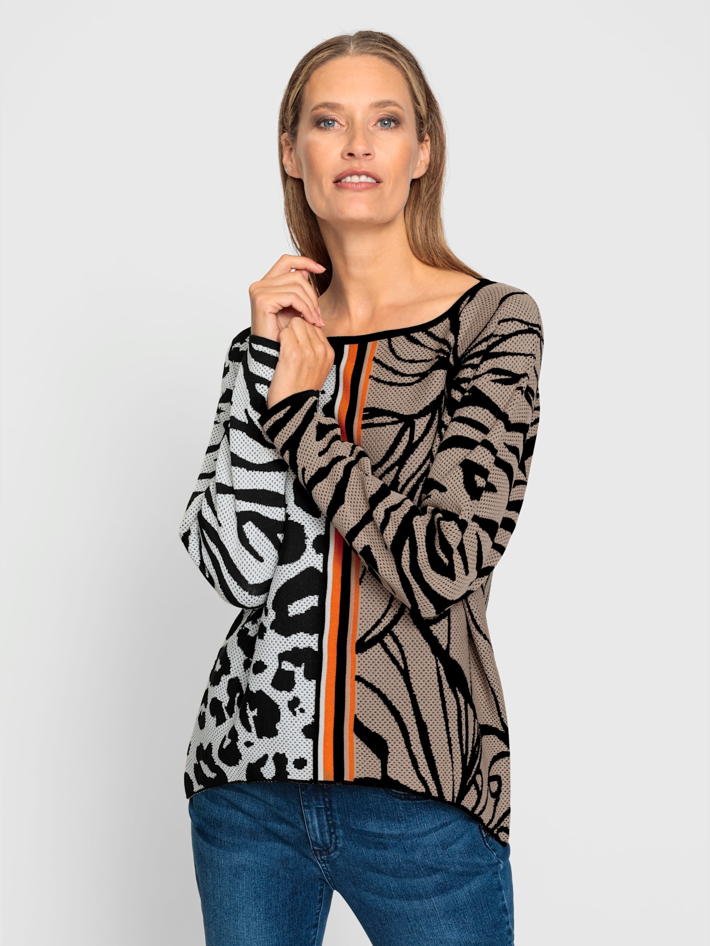 Pull jacquard mélange raffiné de motifs jacquard
