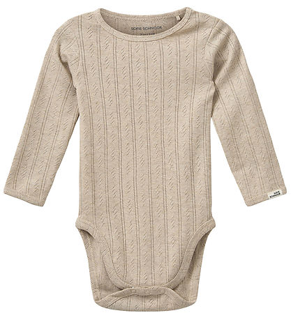 Sofie Schnoor Body l/ä - DicteSB - Beige m. Lochmuster