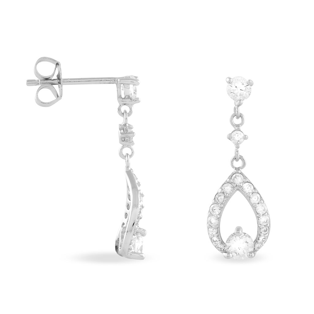 Boucles D'oreilles Pendantes Istanbul Argent Blanc Oxyde De Zirconium