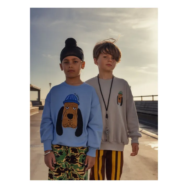 Mini Rodini Sweat Coton Bio Brodé Chien | Bleu ciel