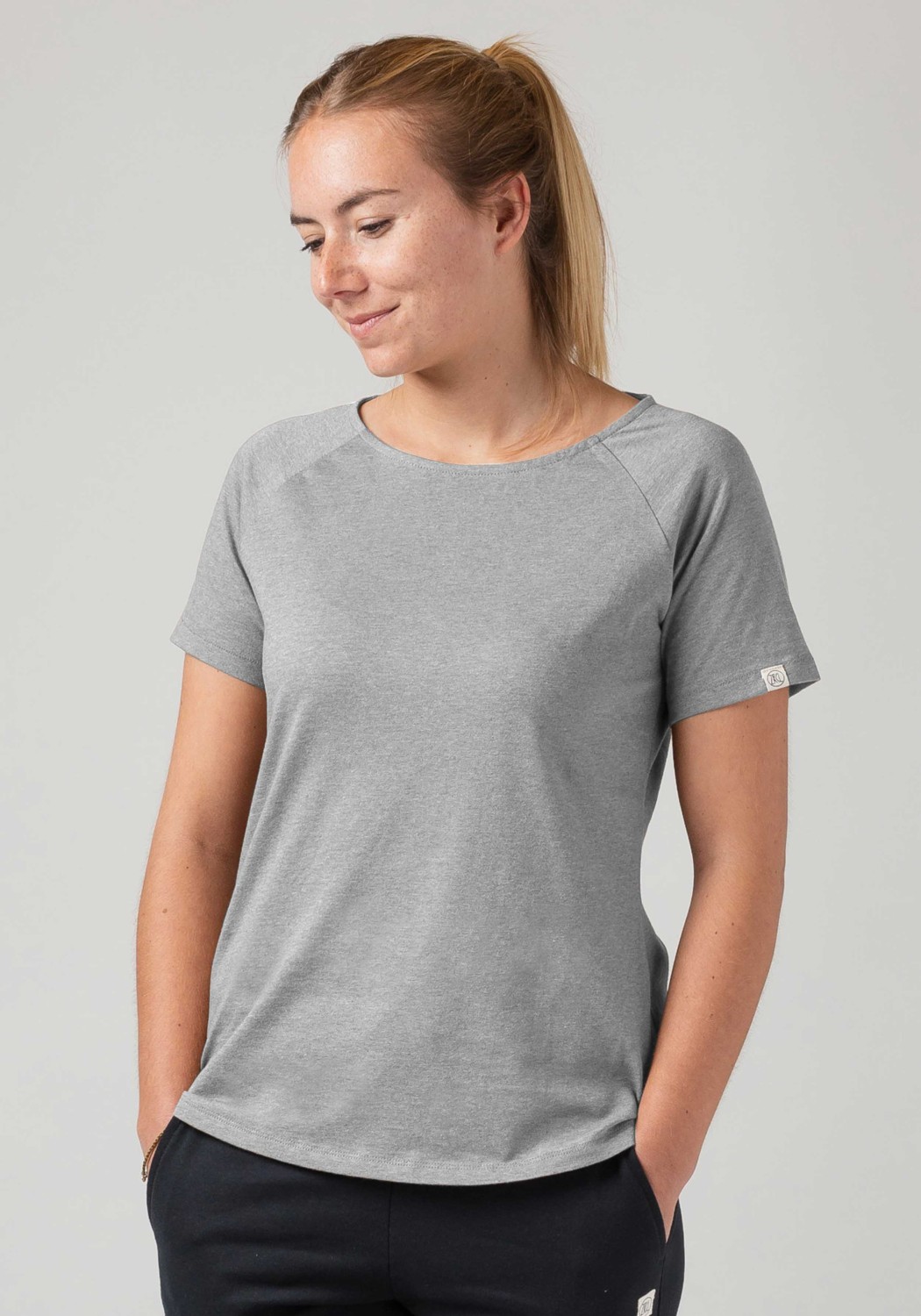 WE ARE ZRCL Damen Raglan T-Shirt Basic Melange Stone Grey