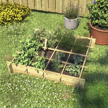 Compacte moestuinbak met gronddoek 120x120 cm