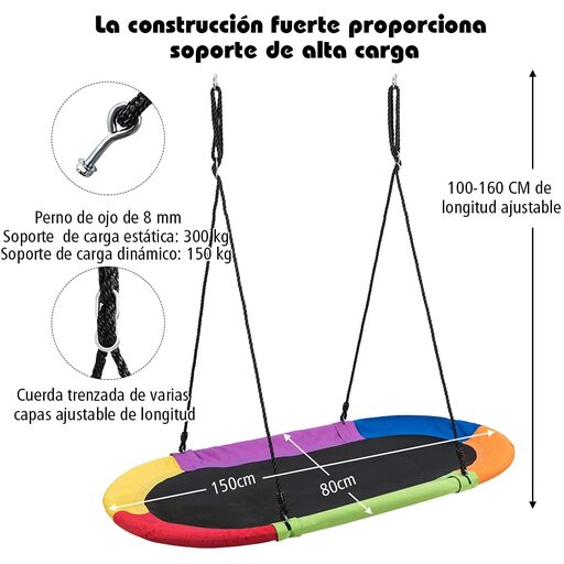 Columpio De Nido Colgante 100-160 Cm Costway