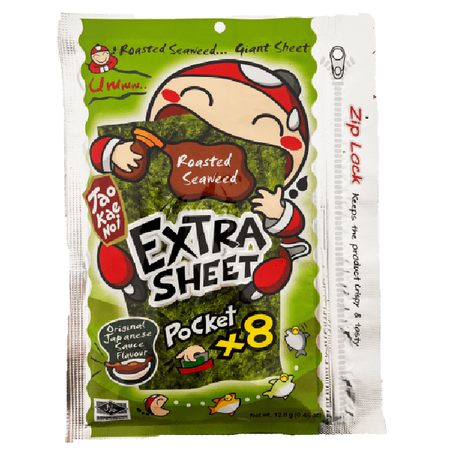 Tao Kae Noi Geroosterd Zeewier Extra Groot Originele Japanse Saus Smaak 16g