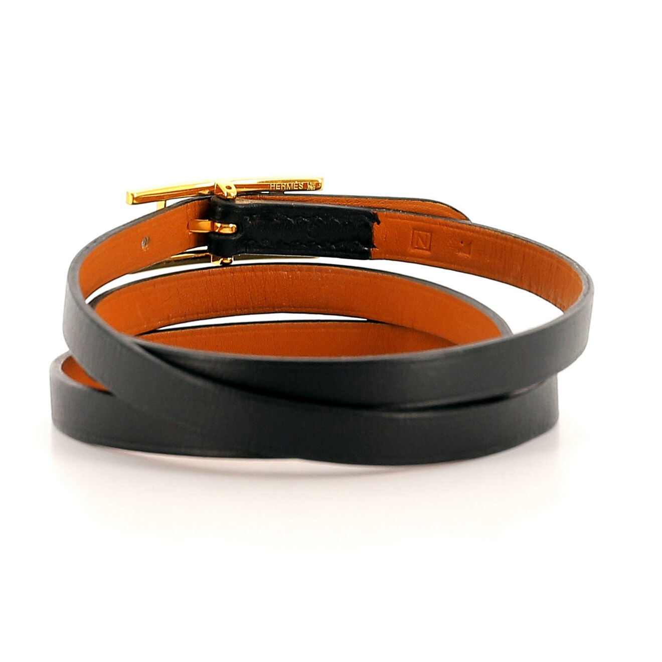 Hermès Bracelet behapi hermes triple tour en Cuir noir Parfait état