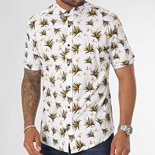Chemise Manches Courtes Blanc Floral