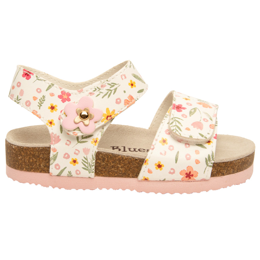 Sandales blanches à double scratchs imprimé floral pour bébé fille