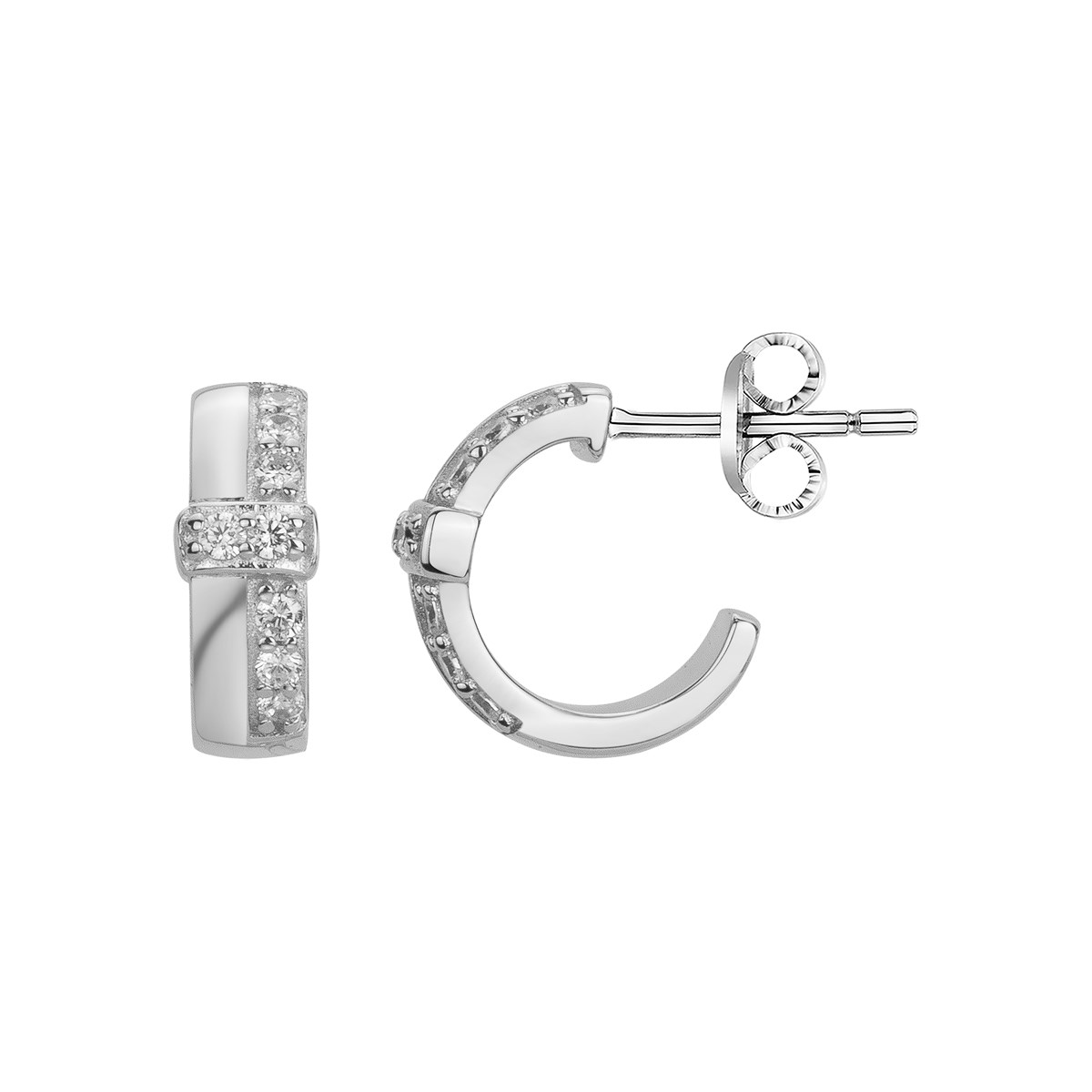 Boucles d'oreilles en Argent avec oxyde de zirconium blanc