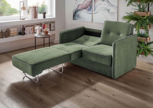 Home affaire Schlafsofa »Merina« mit zweigeteilter Bettfunktion, Auszug nach vorn, Federkern