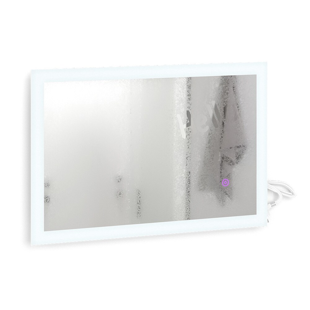 Vicco Badspiegel Wandspiegel LED-Spiegel Weiß 60x40 cm Badezimmer Spiegel Badmöbel Hängespiegel Spiegelbeleuchtung Touch-Switch dimmbar rahmenlos