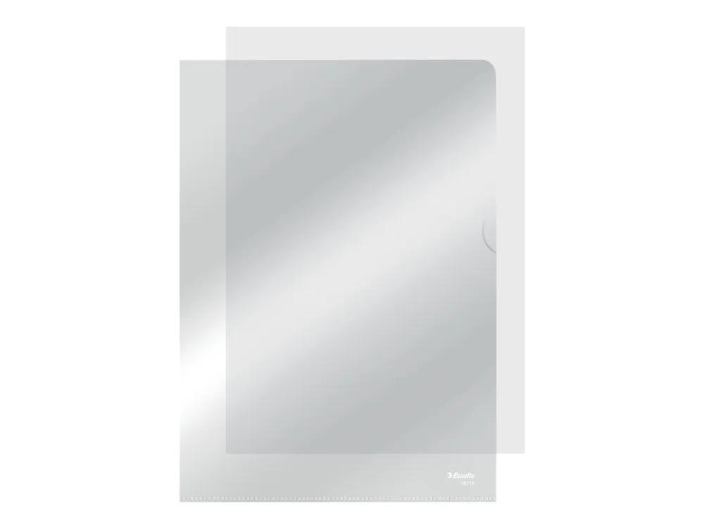 Plastomslag Esselte A4 105my PP glasklar - åben i top og højre side - (100 stk.)