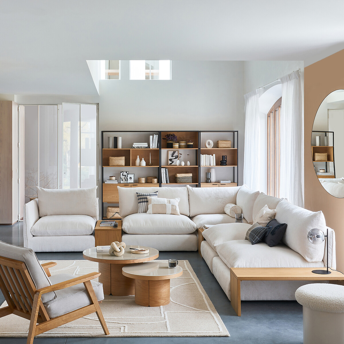 LA REDOUTE INTERIORS<br>Banco modular de getextureerd fluweel, Malo