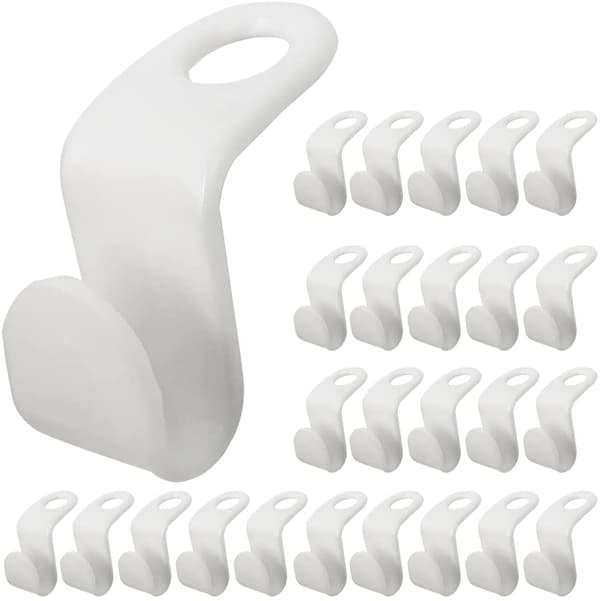 INF Koblingsbøyler til kleshengere i plast, hvite, 30 stk.