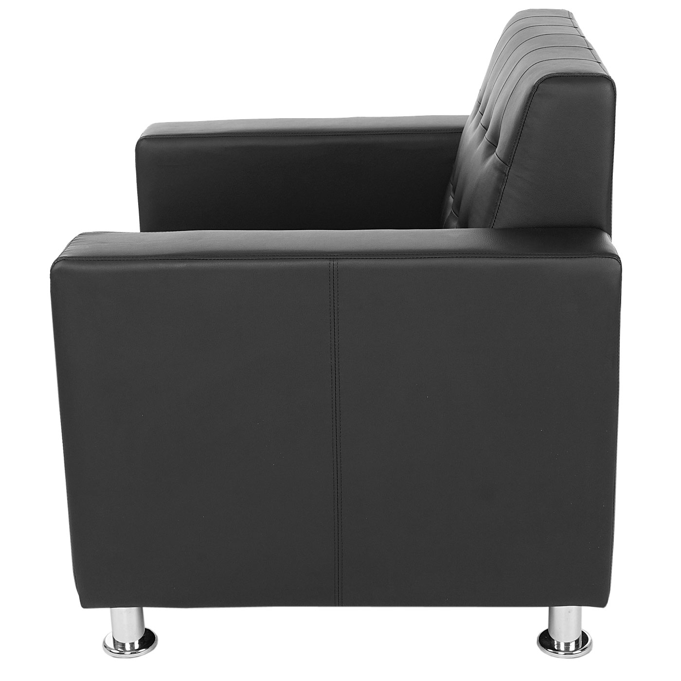 3-2-1 Sofagarnitur Pori, Couch Loungesofa Kunstleder, Metall-Füße ~ schwarz