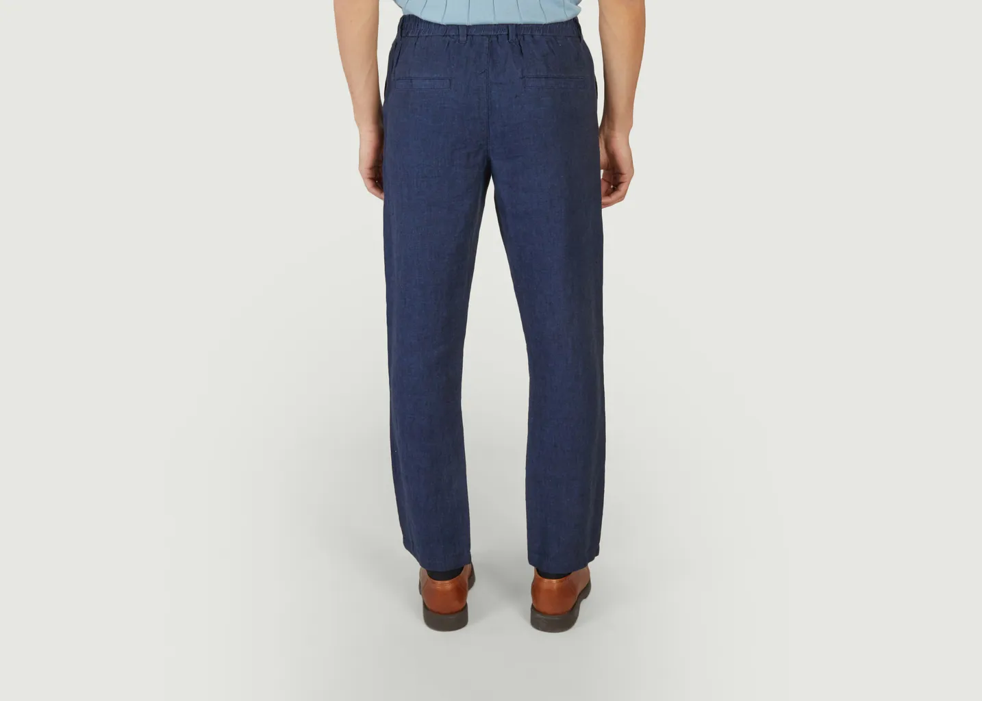 Pantalon fuselé à taille élastique en lin à chevrons Tim KCA