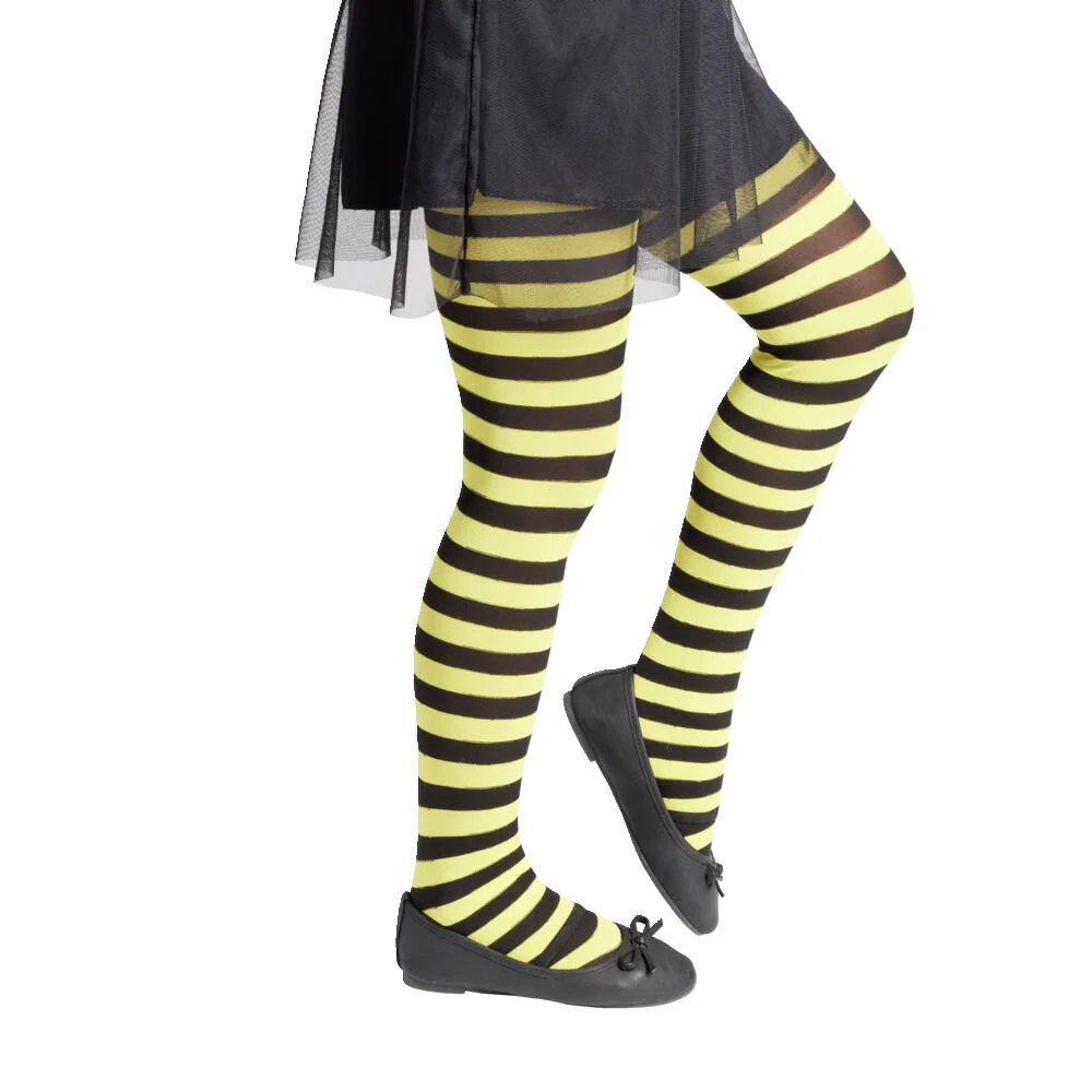 Collant enfant motif abeille rayure jaune et noir Taille unique L65cm