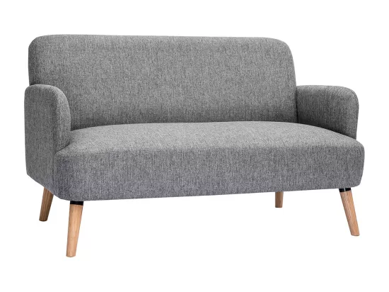 Canapé scandinave 2 places en tissu gris clair et bois clair ISKO