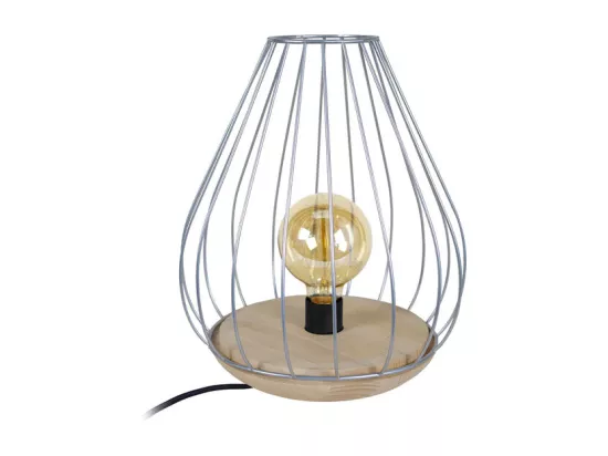 Lampe de chevet bois filaire,aluminium 35 cm.