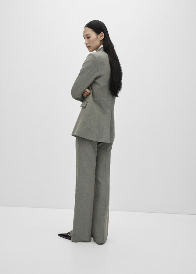 MANGO Double-breasted suit jacket Lt pastel grey