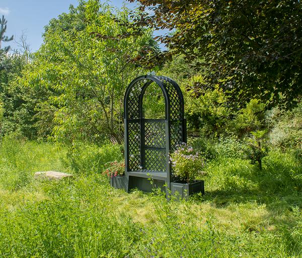 KHW Kunststoff-Gartenbank mit Rosenbogen
