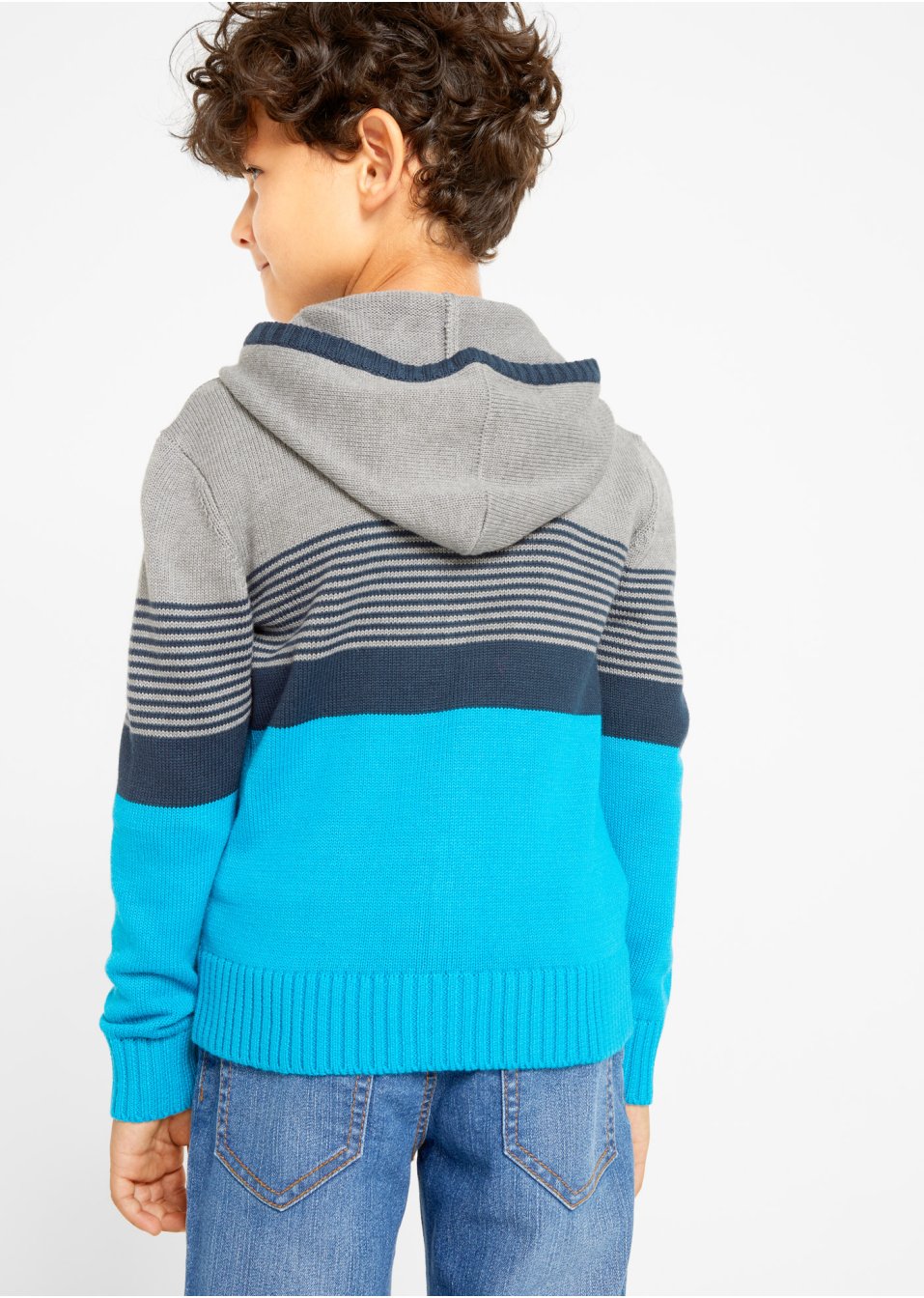 Gilet garçon en maille à capuche