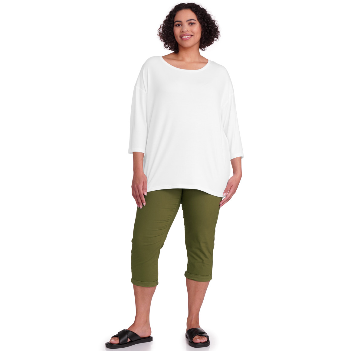 Gina Benotti 3/4 Damen Hose mit 4 Taschen dunkelgrün