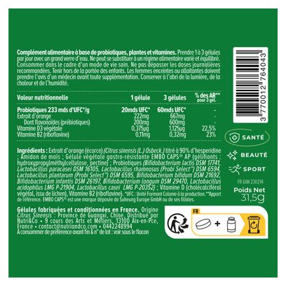 PROBIO² - ACTION PROBIOTIQUE ET PRÉBIOTIQUE - 60 MILLIARDS D'UFC - 60 GÉLULES
