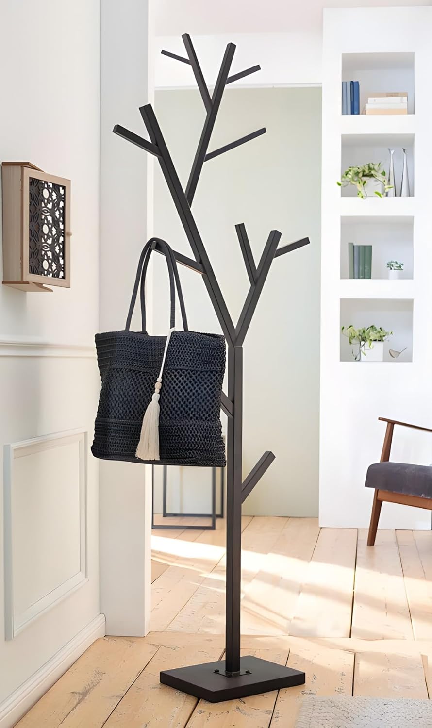 Dekoleidenschaft Garderobe Baum aus Metall, schwarz, 180 cm hoch, Standgarderobe, Flurgarderobe stehend