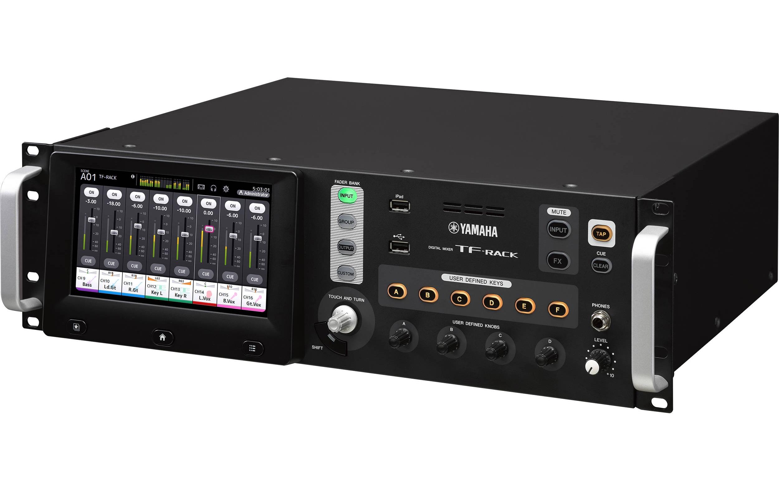Mischpult TF-RACK - 40-Kanal, digital<br>19-Zoll-Rack-Variante eines vielseitigen Digitalmixers der TF-Serie mit TouchFlow-Operation, WLAN-Fernsteuerung und optionaler Dante-Audio-Netzwerk-Unterstützung