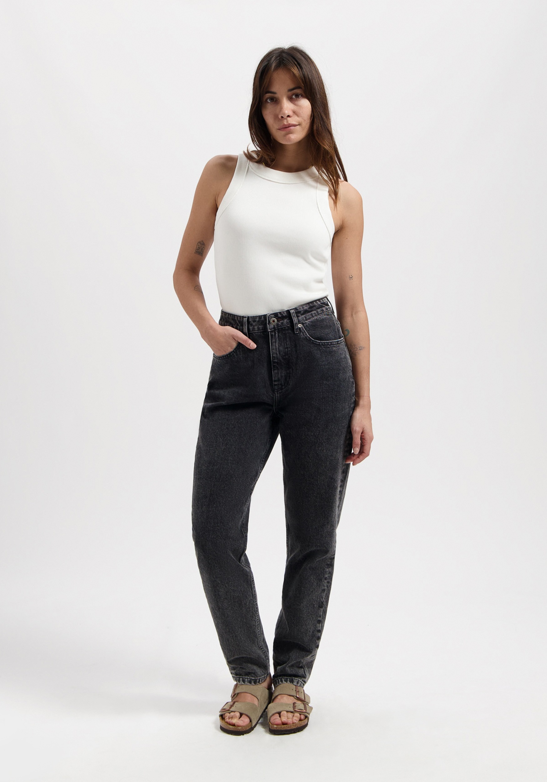 Kuyichi Damen-Jeans Nora Mom Fit Vintage Grey