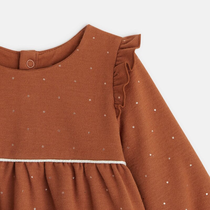 Robe flanellisée constellation marron bébé fille Marron