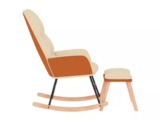 Chaise à bascule avec tabouret Blanc crème Tissu