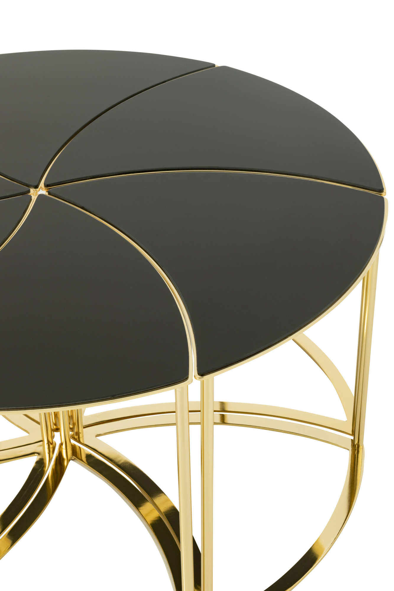 Bijzettafel Tornado zwart/goud - set van 6