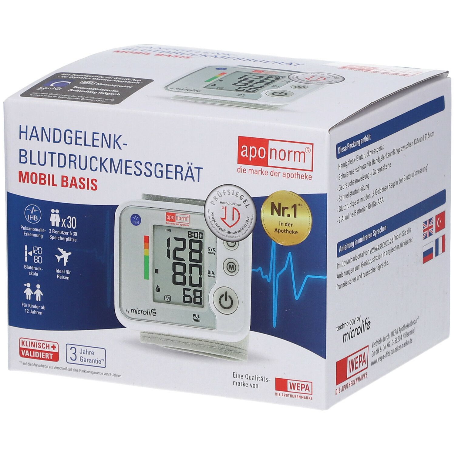 aponorm® Mobil Basis Handgelenk-Blutdruckmessgerät