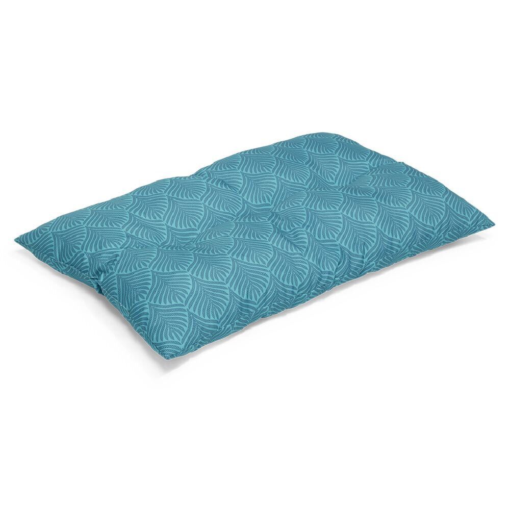 Ensemble de 3 coussins palette polycoton bleu motif feuille de palmier