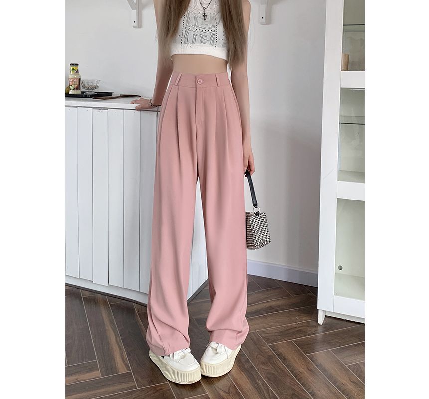 Moon City - Hoge taille effen wijde broek