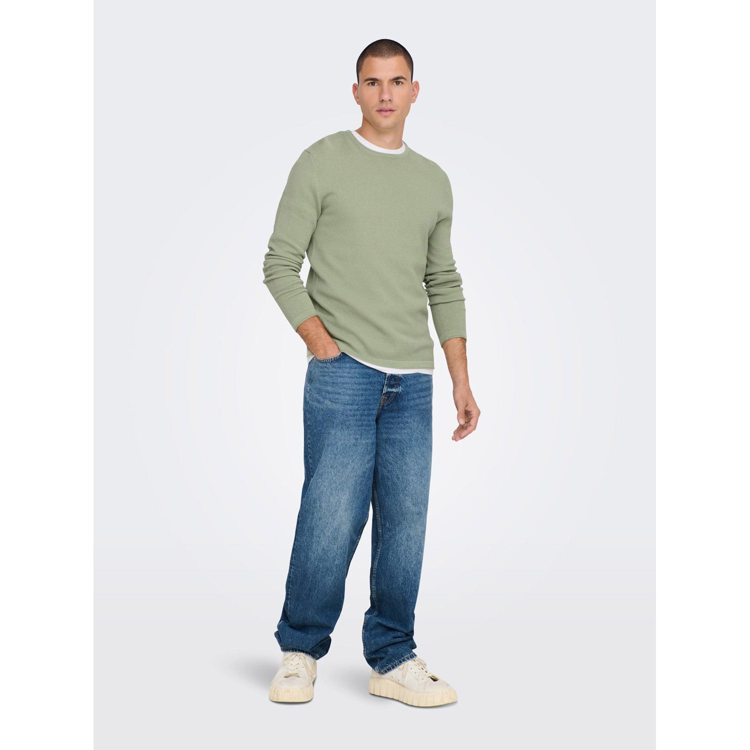 ONLY & Sons  Panter Regular 12 Structuur Crew Knit