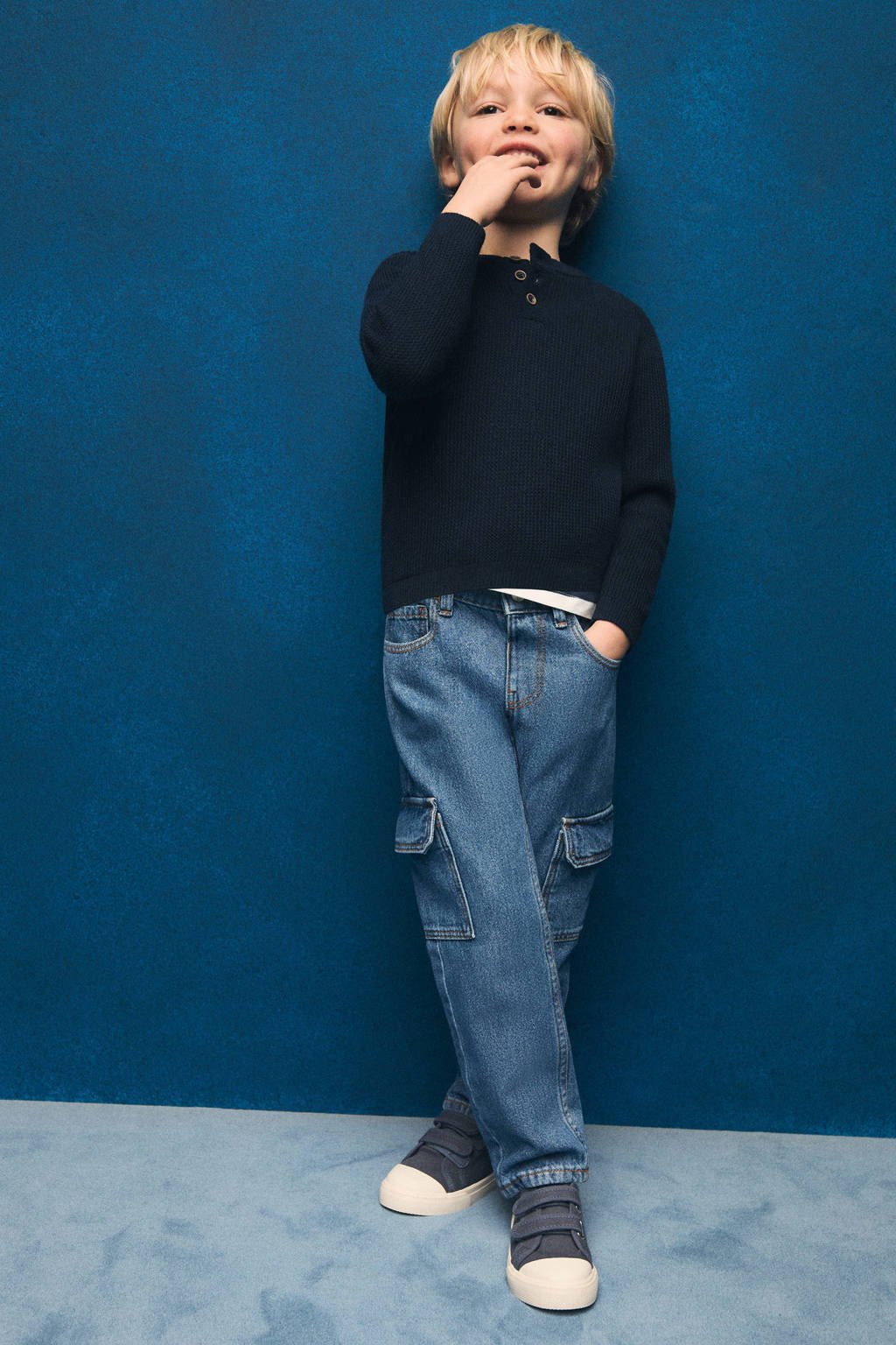 Mango Kids straight leg medium blue denim