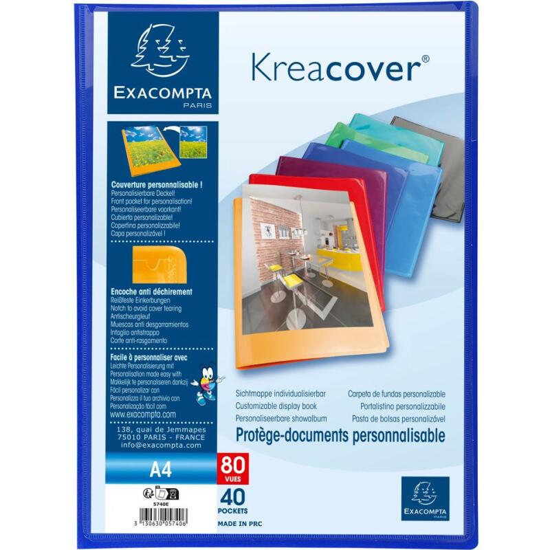 Protège-documents polypropylène semi rigide Kreacover® Opaque 40 pochettes - 80 vues - A4