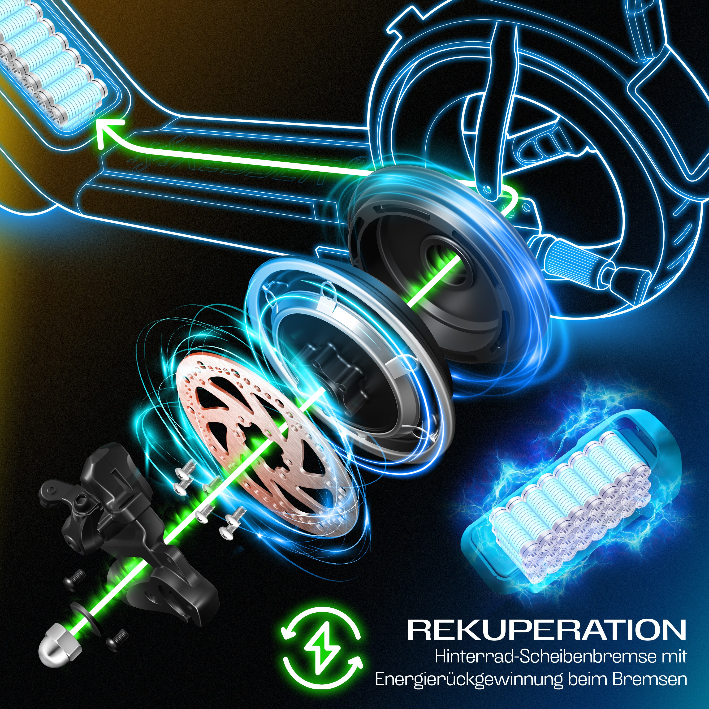KESSER® E-Scooter mit Straßenzulassung 40km Reichweite Faltbarer Elektro 36V / 10 Ah Batterie Roller Belastung bis 120kg 450W Motor 10