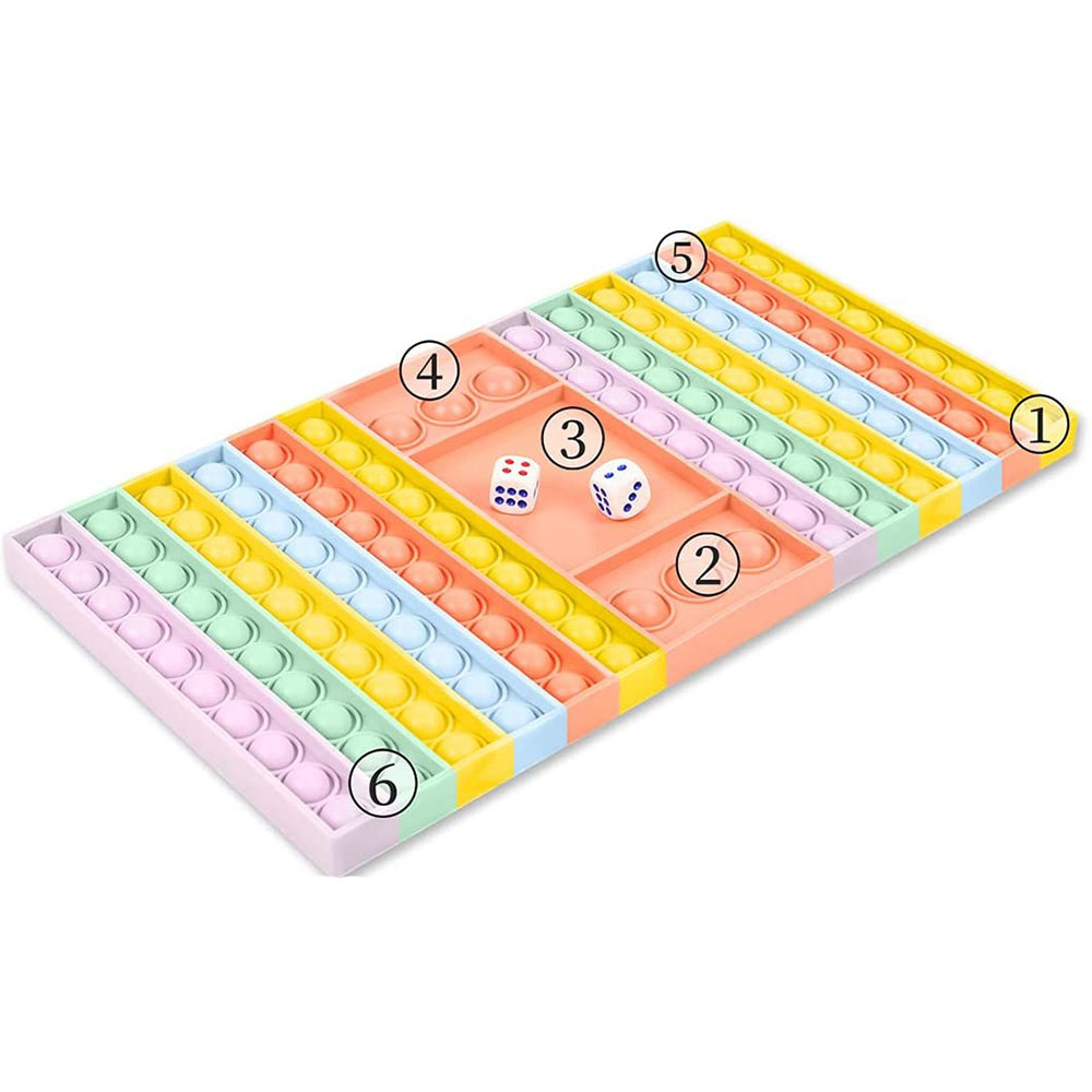 (32x19cm) XXL Anti Stress Silikon Bubbles Pop It Fidget Spiel   Spielwürfel - Lila / Blau / Gelb / Orange / Rosa