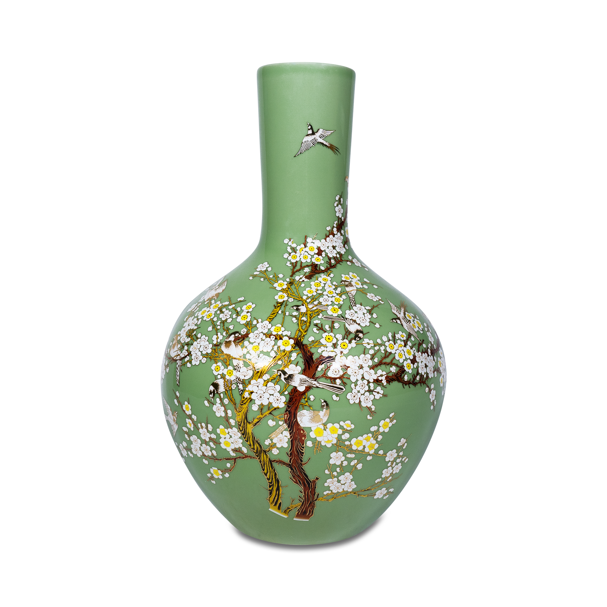 Bloemenvaas geel XL Vaas groen bloemen XL