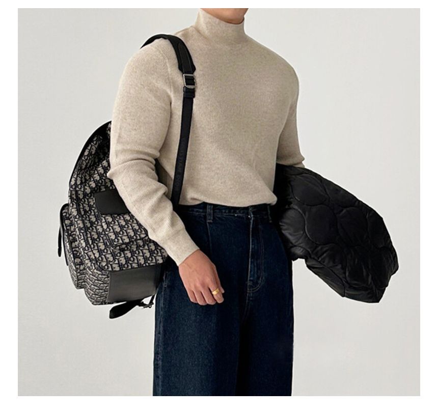 Okwano - Effen gebreide top met lange mouwen en mockneck